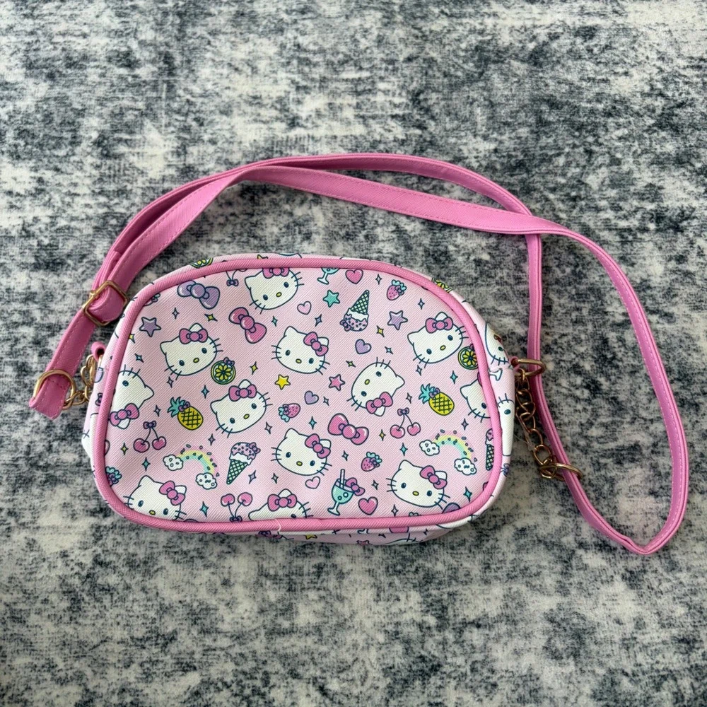 Sanrio Hello Kitty Crossbody Purse Kids One Size Pink All Over‎ Print Bag